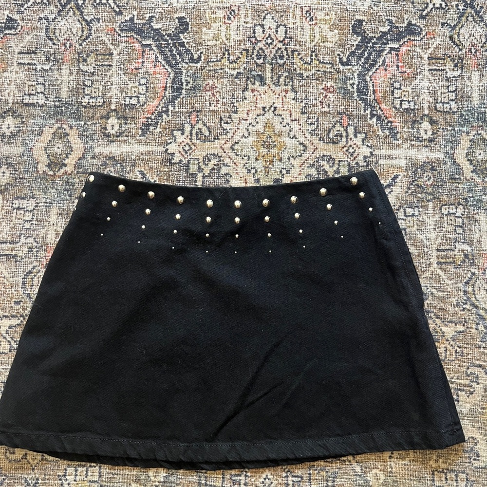 Zara Black Mini Skirt with Gold Studs